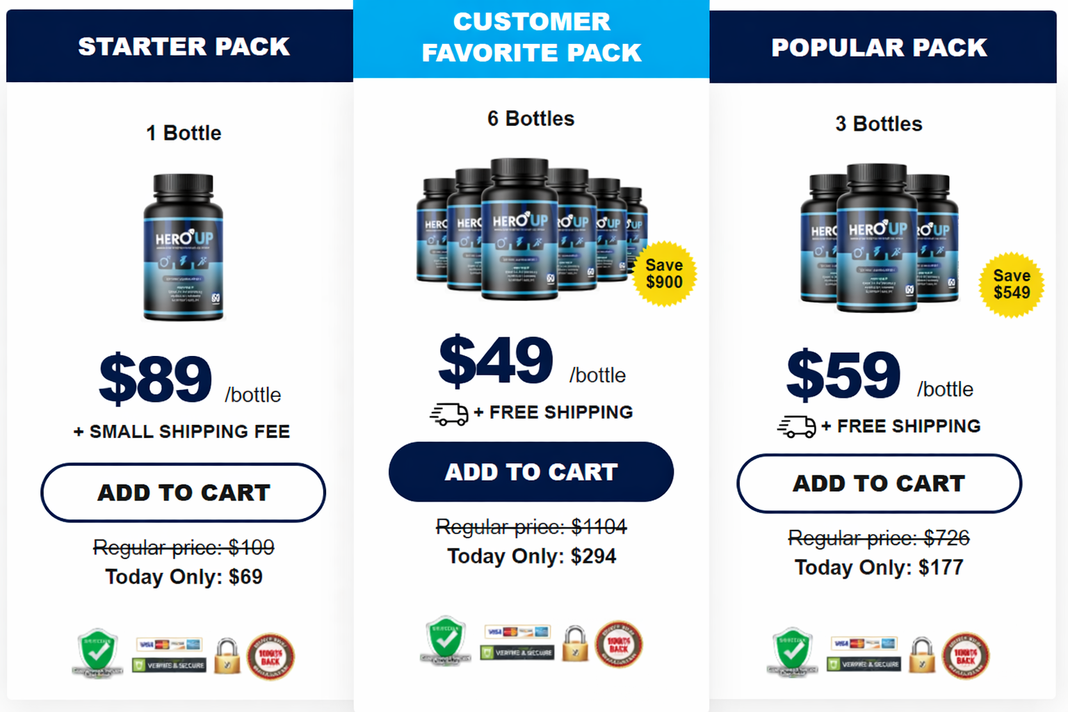 HeroUP secure checkout and special pricing